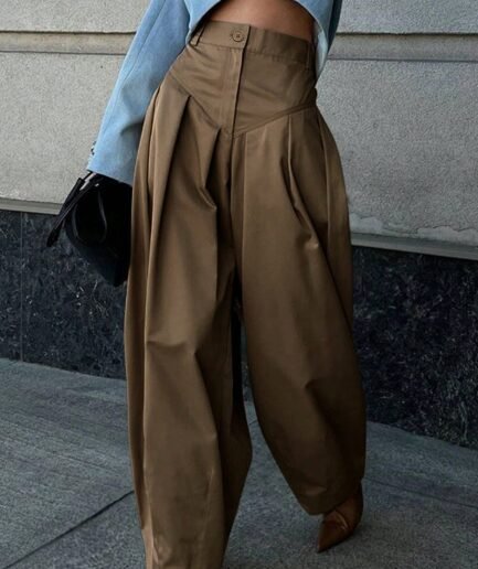 Women's Casual High Waist Zipper Front Carrot Pants