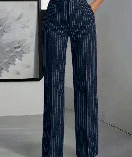ANCHOSE Women's Casual Elastic Waist Striped Pants