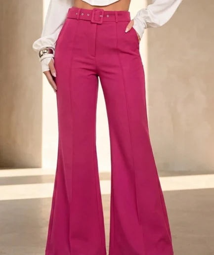 ANCHOSE Women's Spring/Summer Rose Red High-Waisted